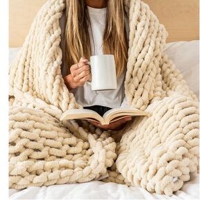 Cozy Cream Knitted Blanket